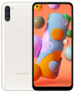 Смартфон Samsung Galaxy A11 SM-A115 2/32GB Dual Sim White (SM-A115FZWNSEK); 6.4 (1560х720) TFT / Qualcomm Snapdragon 450 / ОЗУ 2 ГБ / 32 ГБ встроенной + microSD до 512 ГБ / камера 13+5+2 Мп + 8 Мп / 4G (LTE) / Bluetooth, Wi-Fi / NFC / GPS, GLONASS, Beido